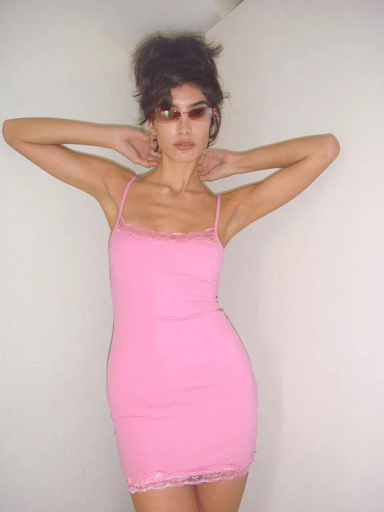 Slim Lace Sleeveless Sleepwear Mini Dress