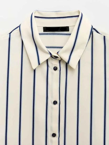 | Striped Button-Up Blouse