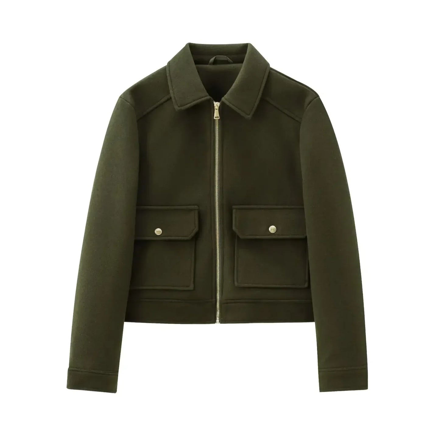 | Women’s Wool Bomber Jacket with Zipper