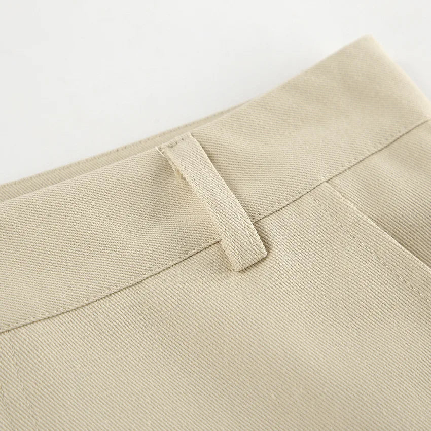 Khaki Classic Wide Leg Pant Women High Waist Pocket Loose Simple Trouser Autumn Winter Streetwear Fashion Casual Pants New