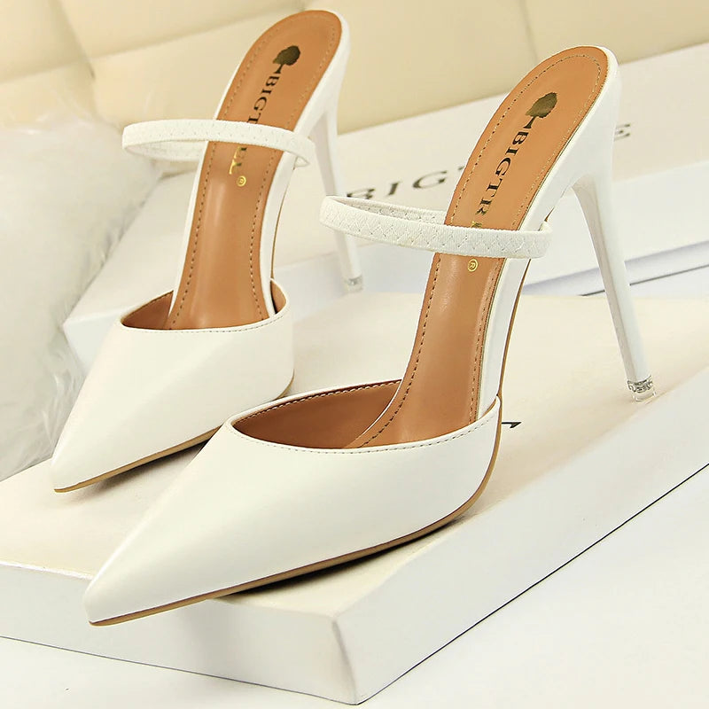Rivet High Heels Woman Pumps Pu Leather 9cm Sexy Party Women Heels
