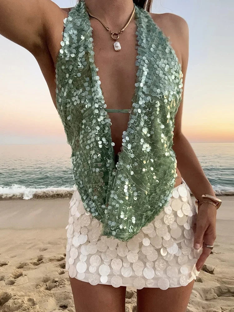 Concha Sequin Top