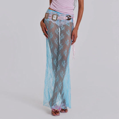 Vintage Floral Lace Sheer Skirt