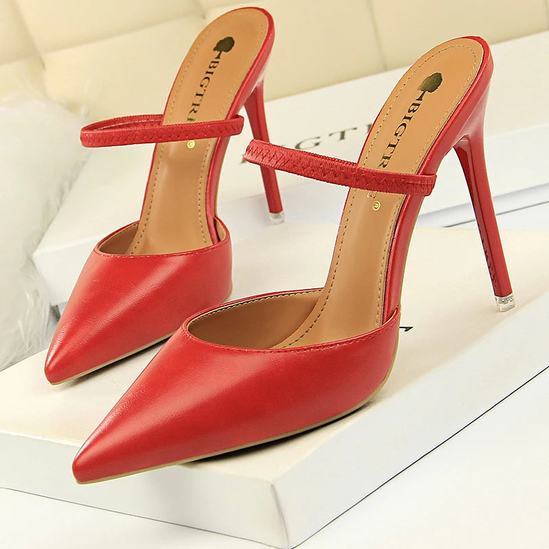 Rivet High Heels Woman Pumps Pu Leather 9cm Sexy Party Women Heels