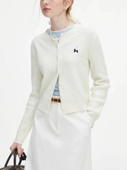 Embroidered Casual Knit Autumn Cardigan
