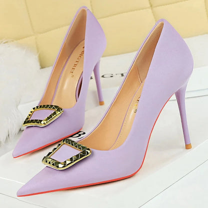 Luxury Banquet Shoes with Metal Buckle Decoration