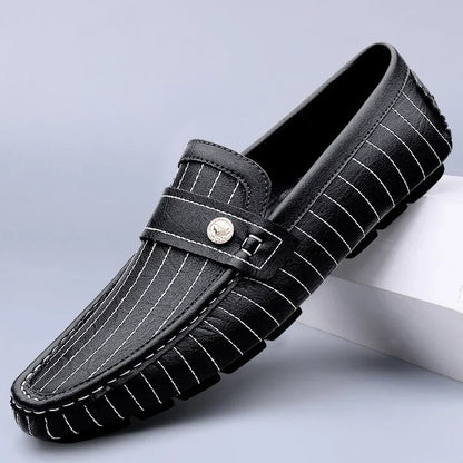 Maison Leather Loafers | Pinstripe Detailing