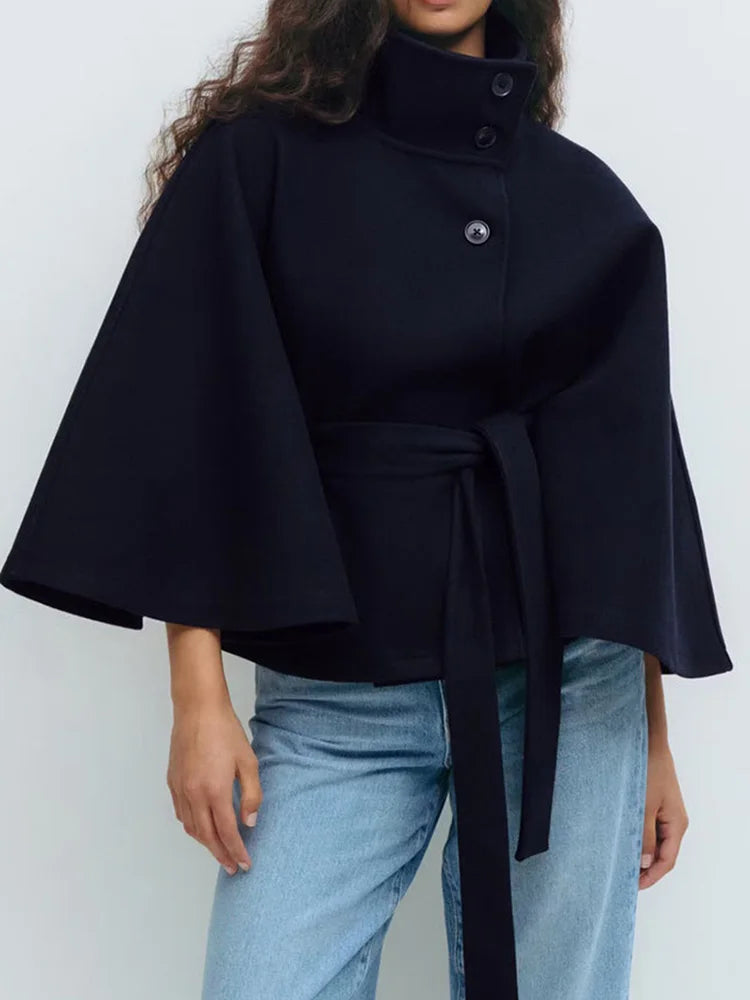 | Wool-Blend Cape Coat