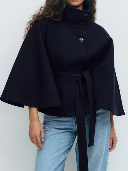| Wool-Blend Cape Coat