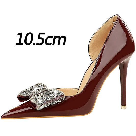 Rhinestone Women's High Heel Pumps in Patent Leather
