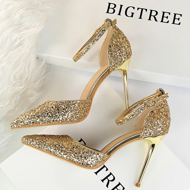 Sparkle Sequins Stiletto Heels Women Pumps - 10 cm Sexy High Heels