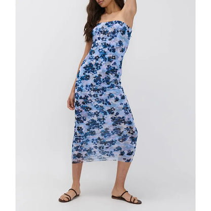 Y2K Slim Vintage Strapless Bodycon Dress