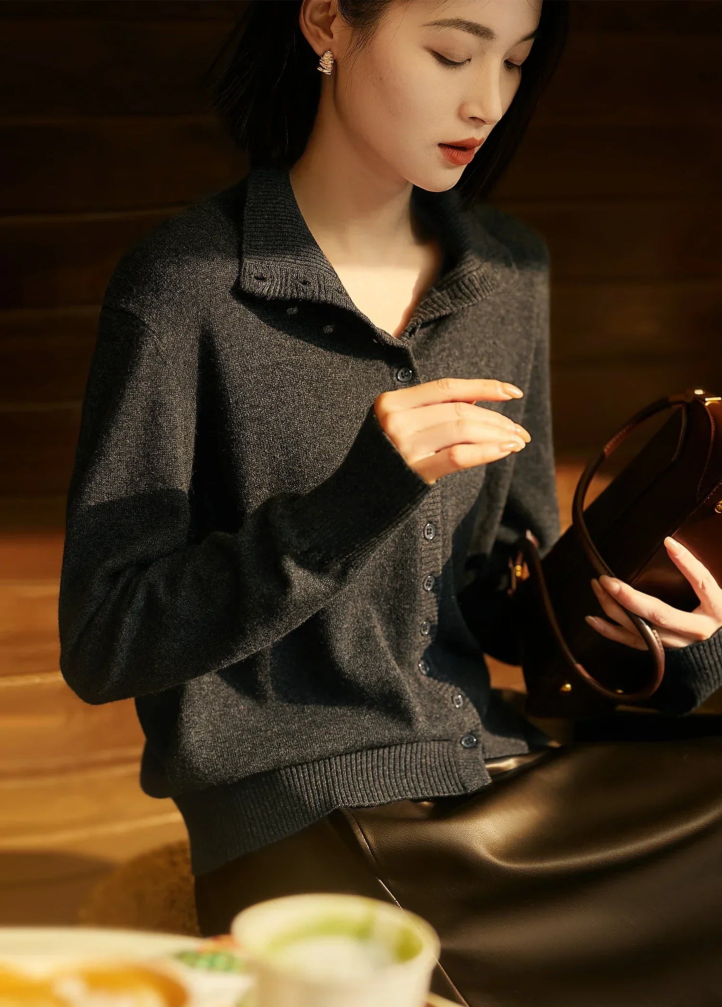 | Cashmere Button Sweater