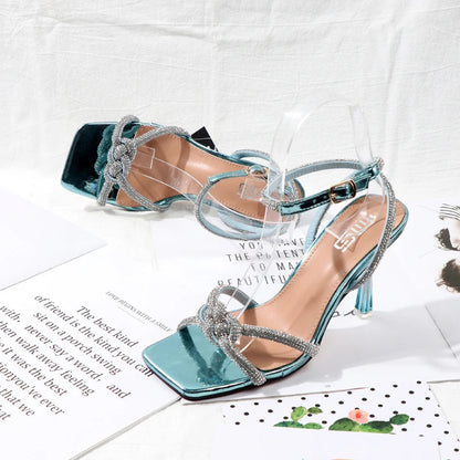 Transparent stiletto heel sandals for summer