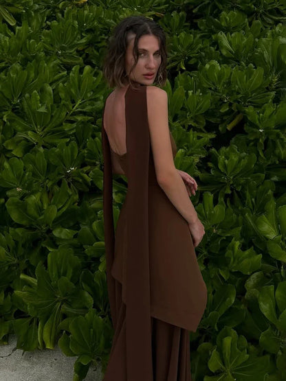 Strapless Ribbon Mesh Beach Maxi Dress