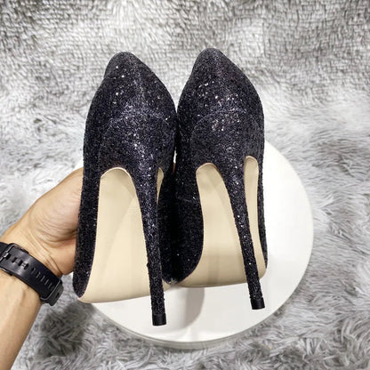 Sequined Pointy Toe High Heel Shoes for Women