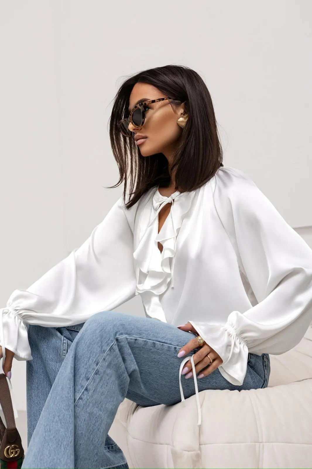 | Satin Ruffle Blouse