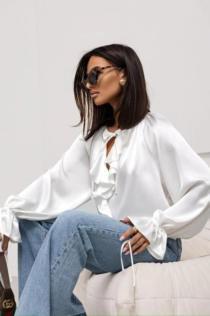 | Satin Ruffle Blouse