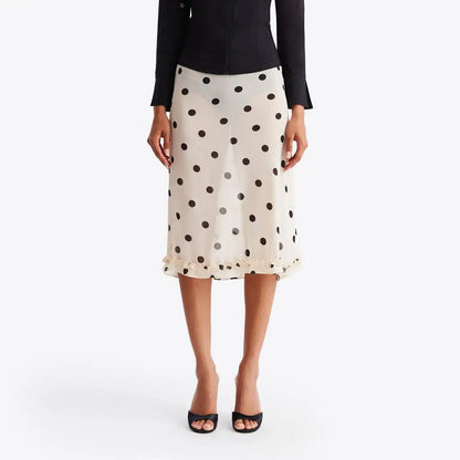 Elegant Dot Pattern Sheer Mesh Skirt