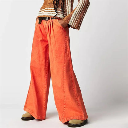 | Pleated Wide-Leg Jeans