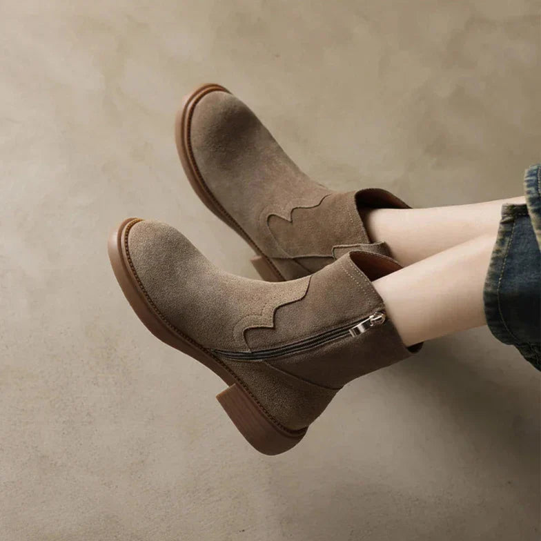 | Leather Zipper Boots