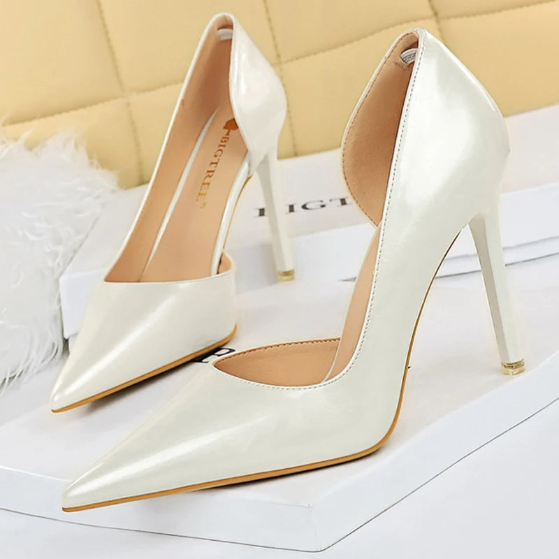 Yellow High Heel Patent Leather Women Pumps for Fashionable Wedding - Size 11 C