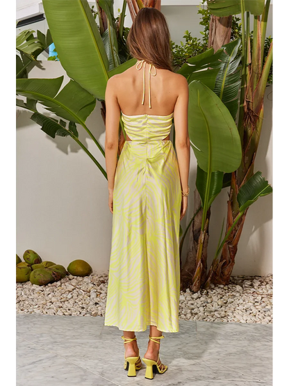 Ruched Zebra Floral A-Line Vacation Dress