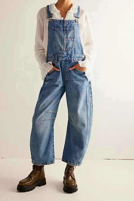 | Wide-Leg Denim Overalls