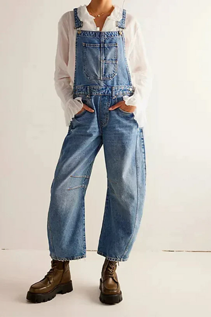 | Wide-Leg Denim Overalls
