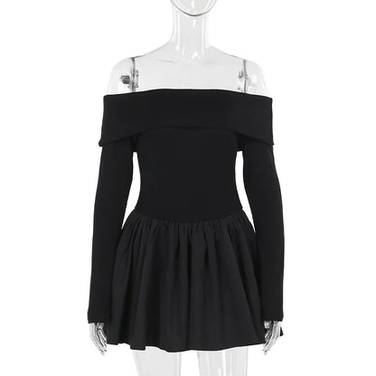 Off Shoulder Backless Slash Neck Mini Dress
