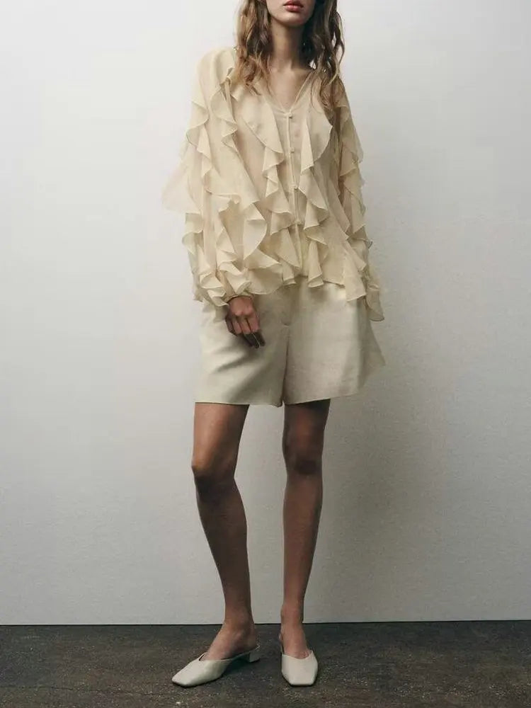 Sexy Translucent Tiered Blouse