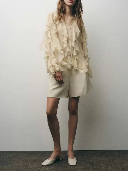 Sexy Translucent Tiered Blouse