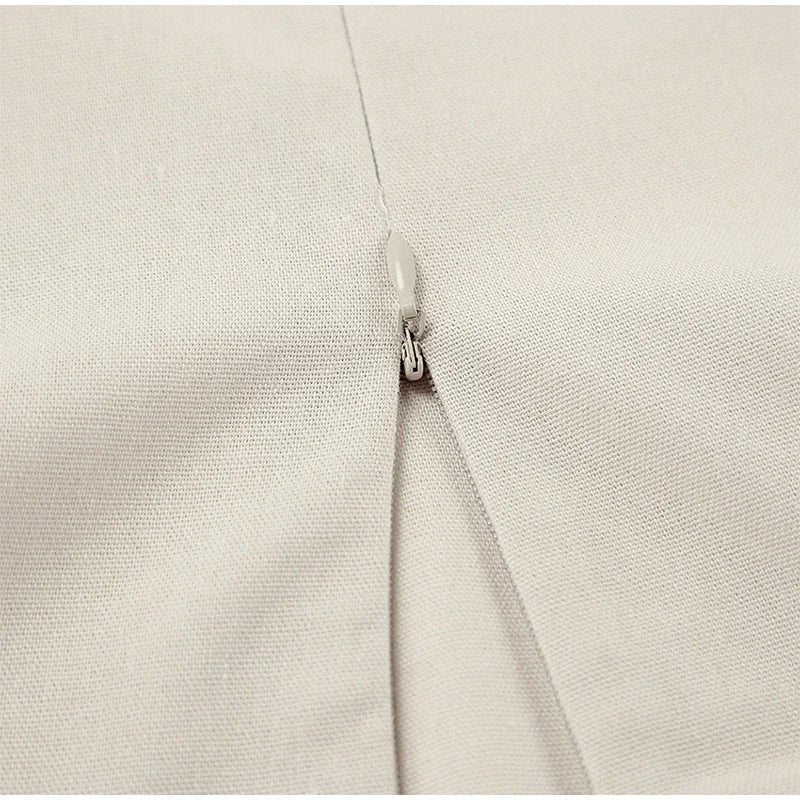 Square Neck Spaghetti Strap Linen Look Flowy Maxi Dress