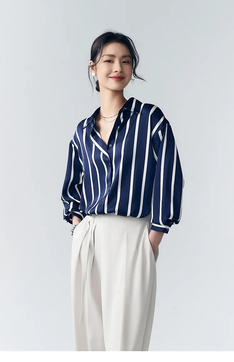 | Stripe Satin Blouse