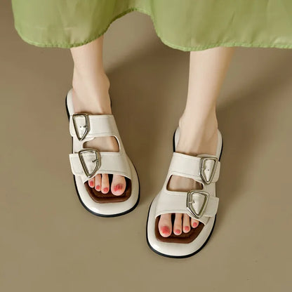 | Twin-Buckle Slide Sandals