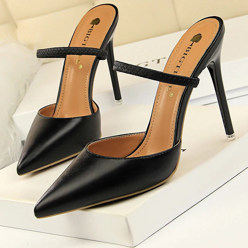 Rivet High Heels Woman Pumps Pu Leather 9cm Sexy Party Women Heels