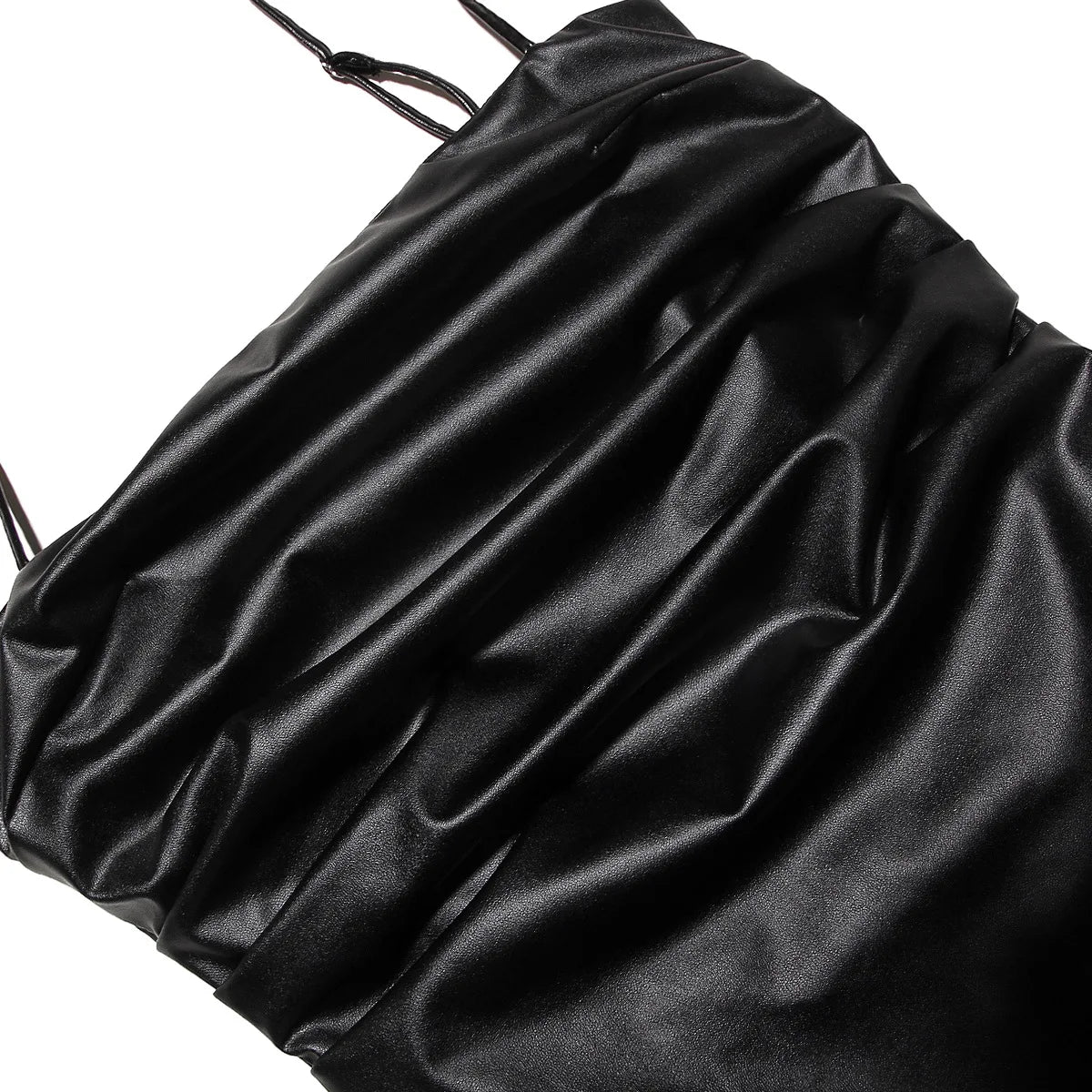 | Lace-Up Faux Leather Midi Dress