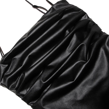 | Lace-Up Faux Leather Midi Dress