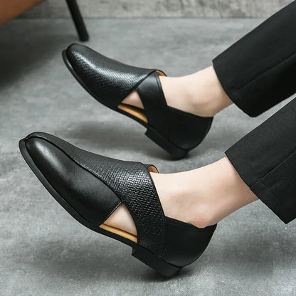 Genuine Leather Loafers | Cross-Strap Detail | Slip-On
