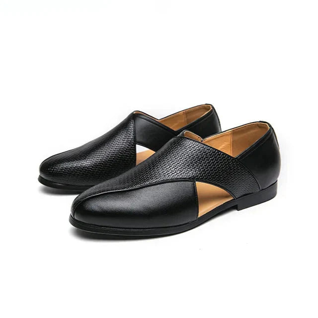 Genuine Leather Loafers | Cross-Strap Detail | Slip-On