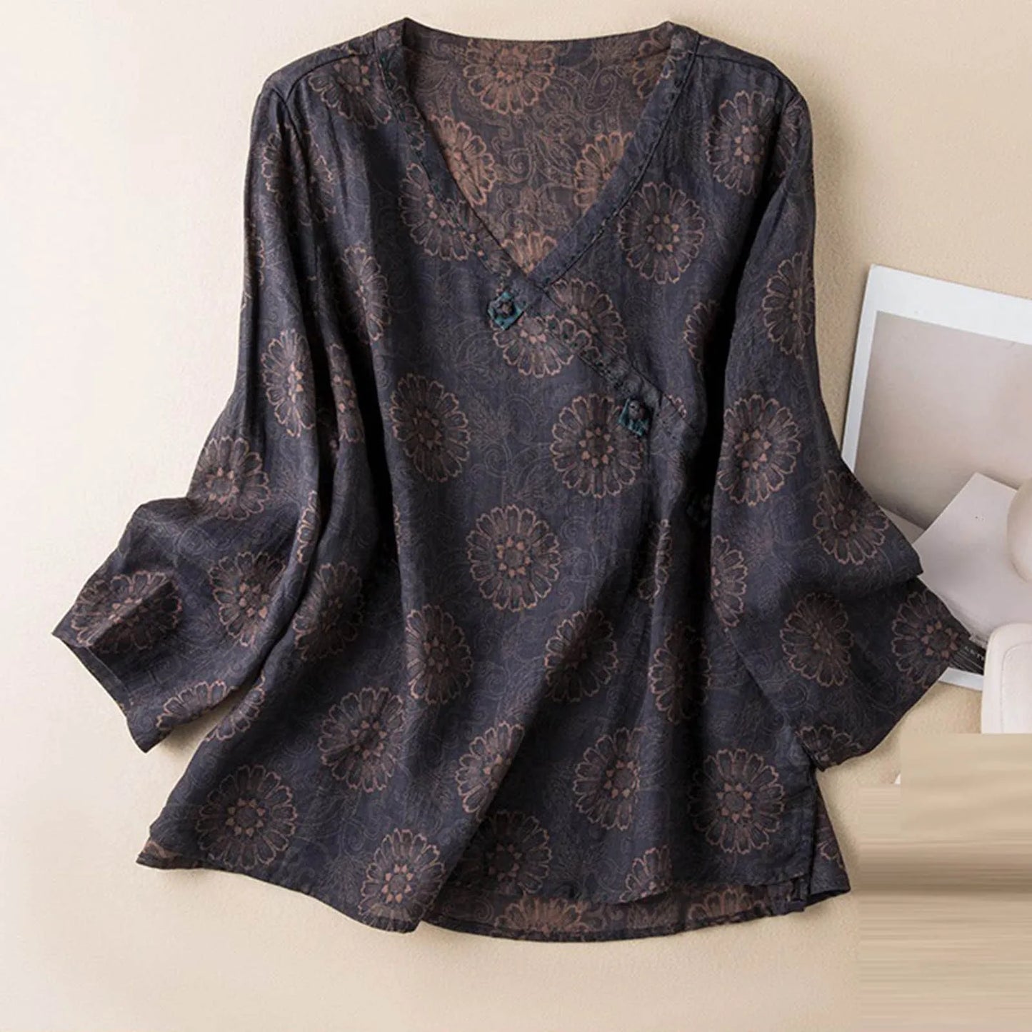 | Crosswrap Linen Blouse