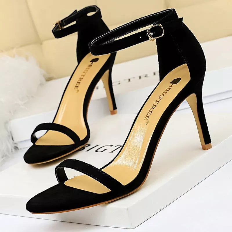 Suede Hollow High Heel Stiletto Sandals for Women