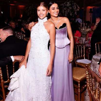Lilac Corset Satin Evening Dress