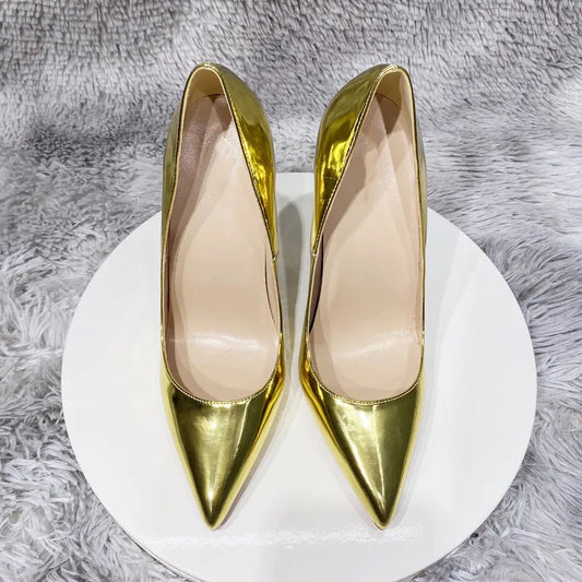 Mirror Gold Women Pointy Toe High Heel Wedding Bridal Dress Shoes