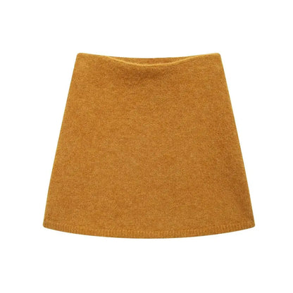 New Solid Knitted Skirts Sets Women O Neck Short Sleeve Crop Top+Mini Skirt Suits Streetwear Fashion Elegant Sexy Two-piece Set