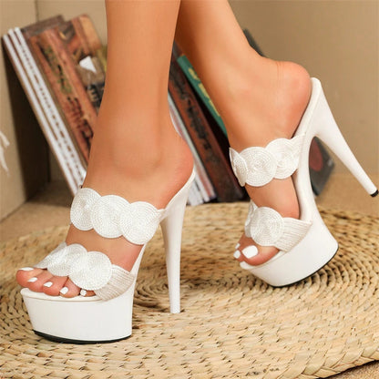 Peep Toe Pole Dance Heels Platform Slipper - Sexy Style for Women
