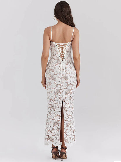 Floral Lace-up Sleeveless Bodycon Dress