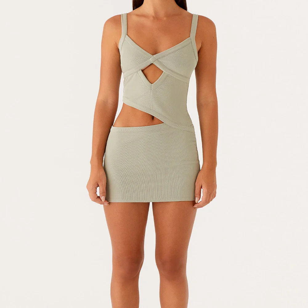 Sexy Y2K Cutout Spaghetti Bodycon Dress