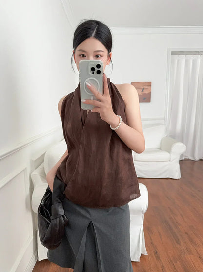 | Drape Linen Vest