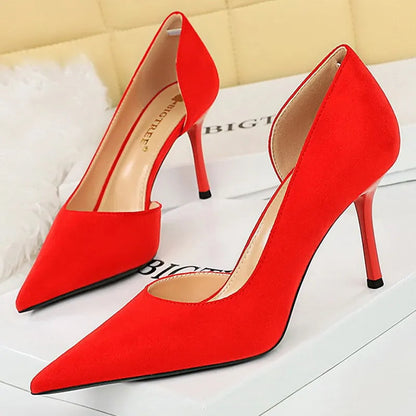 Stylish Minimalist Slim Heel High Heels Suede Ladies Shoes Stiletto Comfort Women Heels